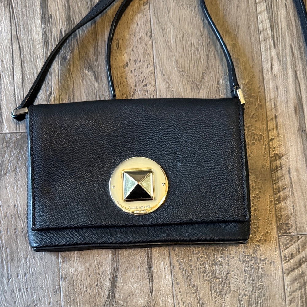 Kate Spade Small Black with Silver Accents Crossbody Bag